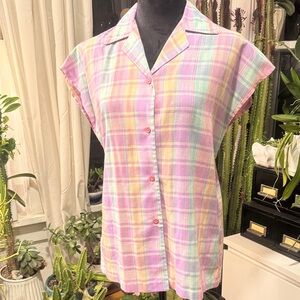 Vintage!! Pastel Plaid Women's Top